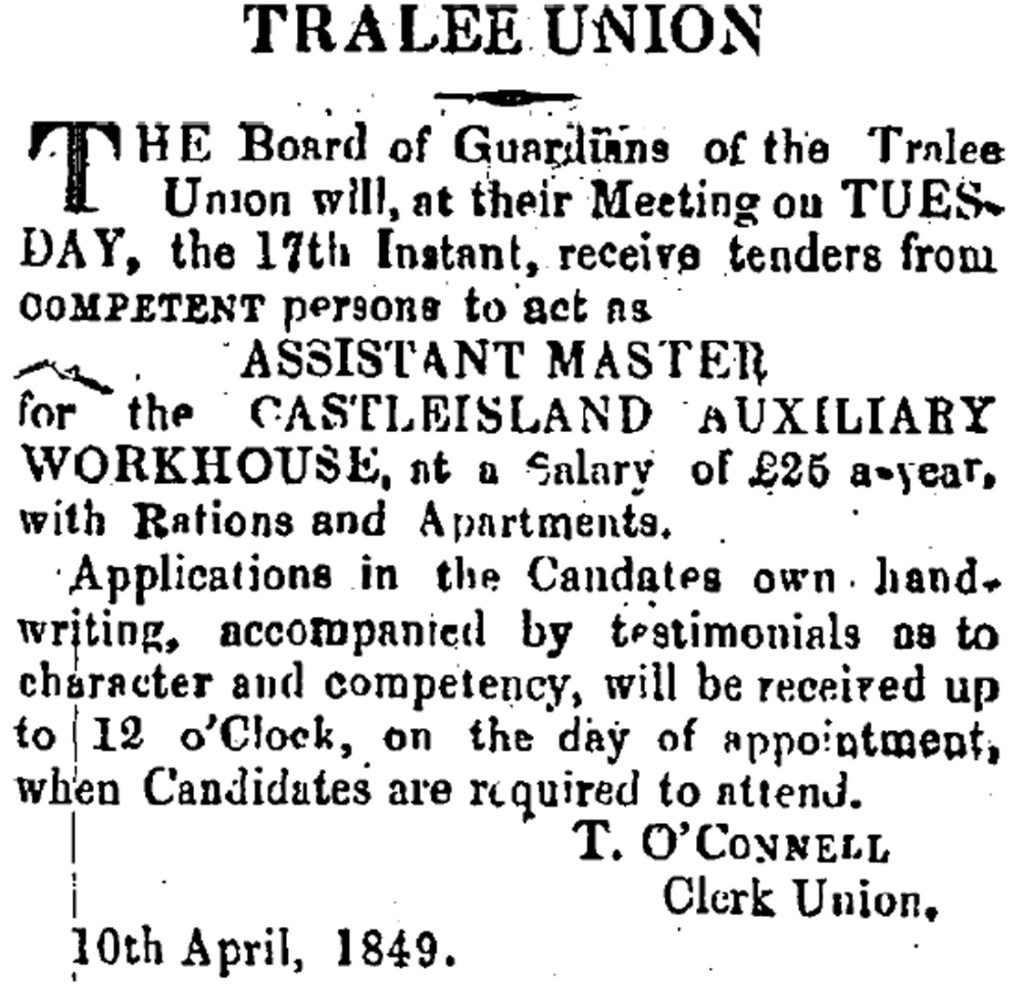 Situation vacant in April 1849